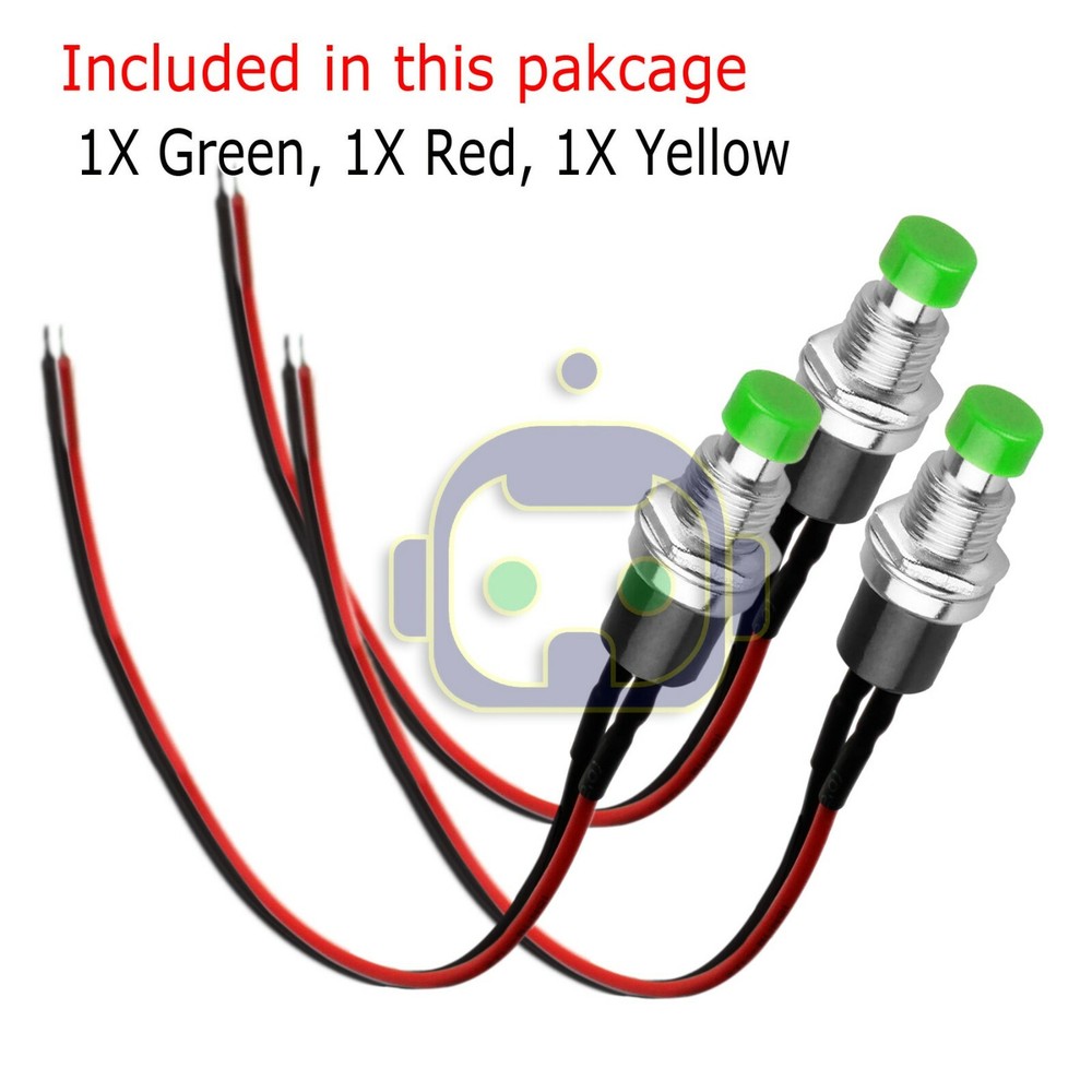 3 PCS Green Micro Lockless Momentary On/Off Push Button 12V 5A Switch Tact