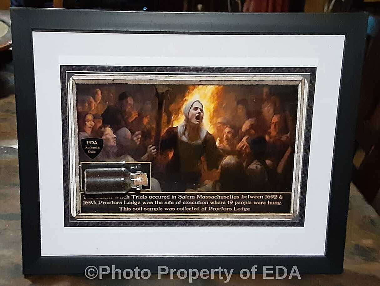 Framed Salem Witch Trials Relic Soil Sample w/ COA Proctors Ledge Haunted Item