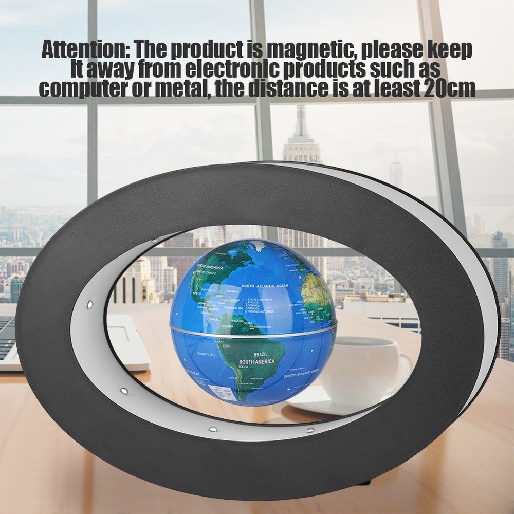 (Blue US Plug)Electronic Magnetic Levitation Floating Globe With LED Light