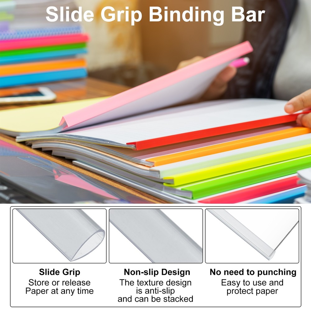 30Pcs Binding Bars, 8mm Binding Bars 50 Sheets Capacity, Clear