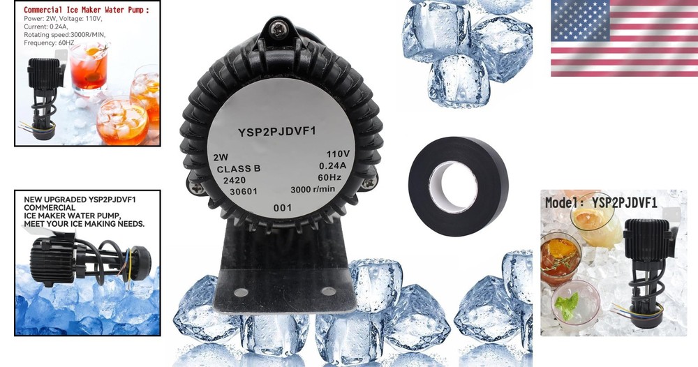 Durable Water Circulating Pump for Ice Makers - Quiet 2W Operation, Easy Install