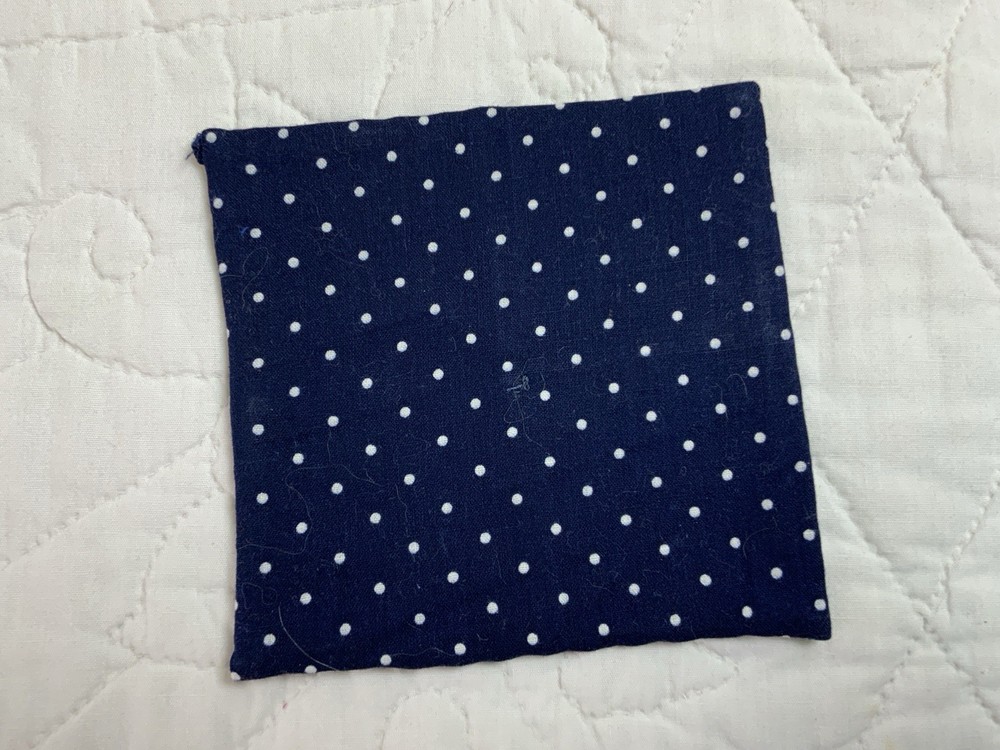 Vintage Patchwork Quilt Table Topper, Early Calicos, Four Patch, Blue, Multi