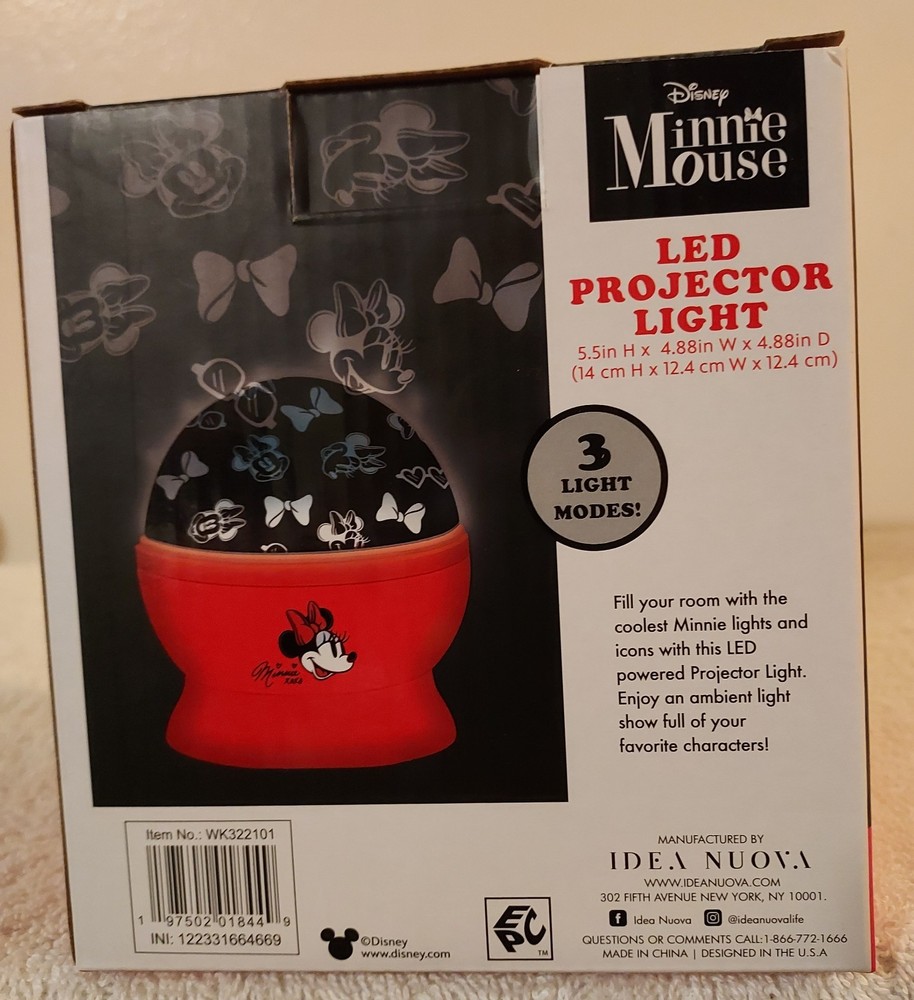 Disney Minnie Mouse LED Projector Light 3 Light Modes Multicolor Dancing Lights