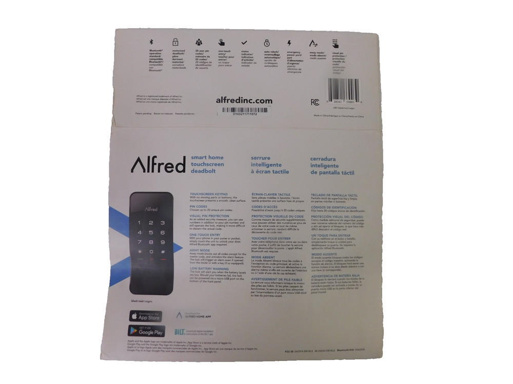 Alfred Smart Home Touchscreen Deadbolt DB1-Open Box Display