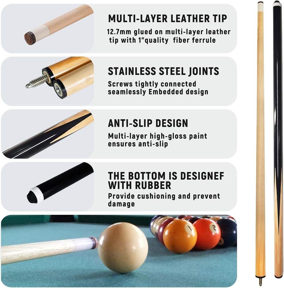 95pcs Pool Table Accessories Set - Balls, Triangle, Rack, Cue, Chalk, Tips, Stic