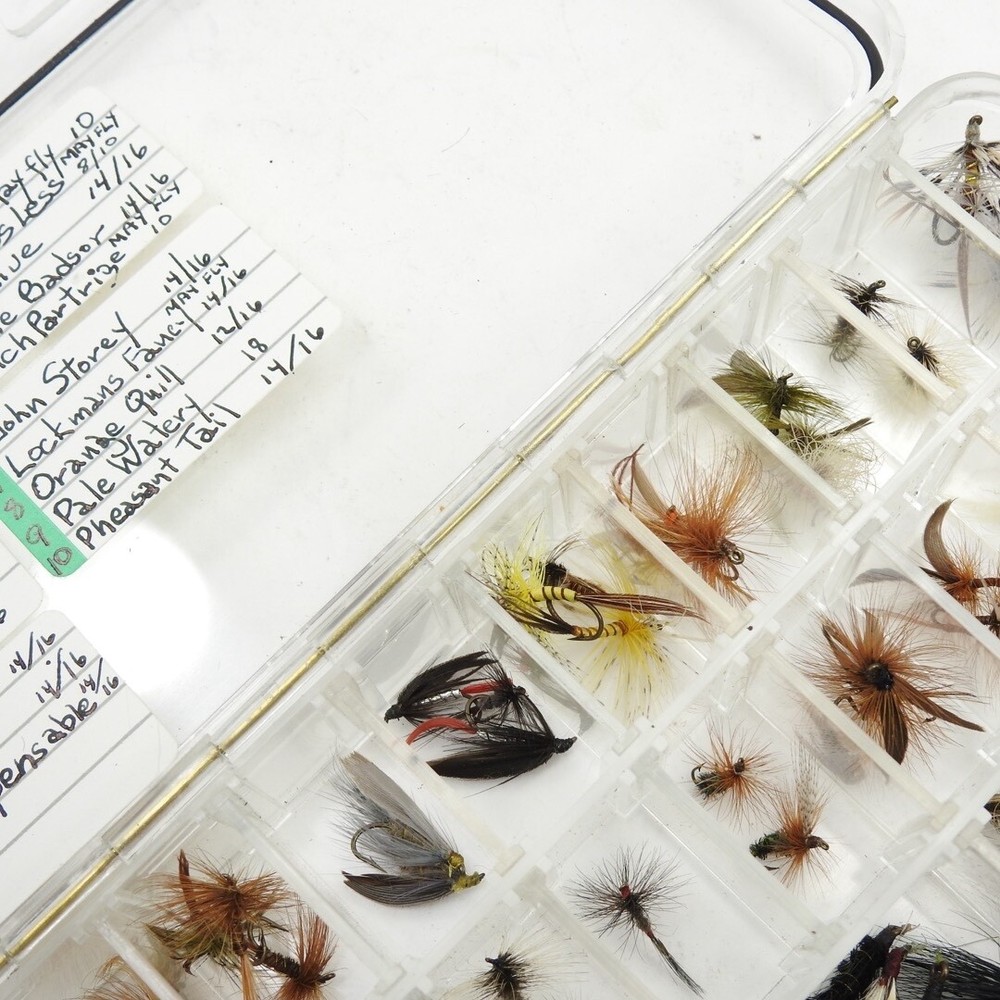 Orvis Plastic Fly Box. W/ Flies. (A).