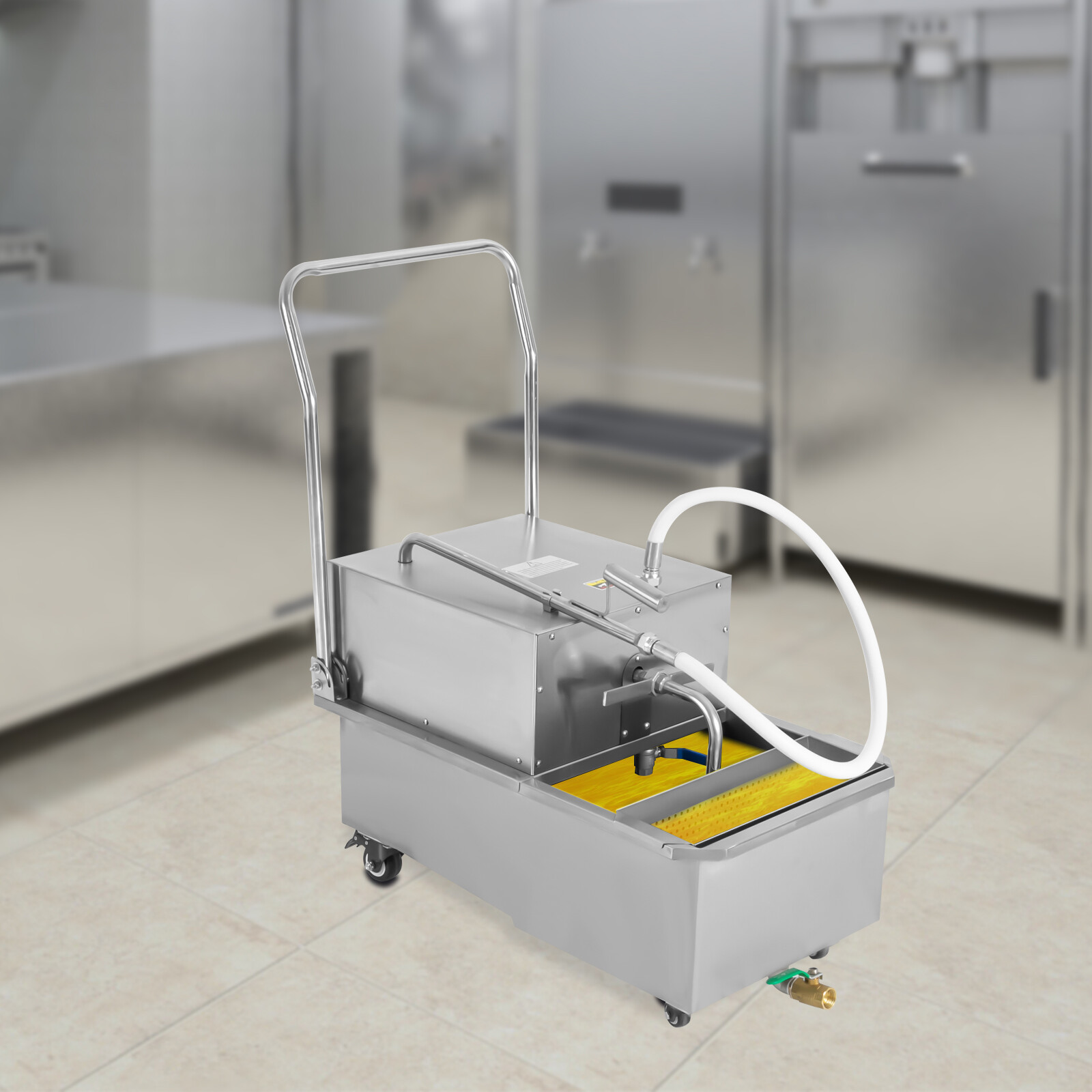 550W Mobile Deep Fryer Filter 55L Commercial Frying Oil Filter System Machine