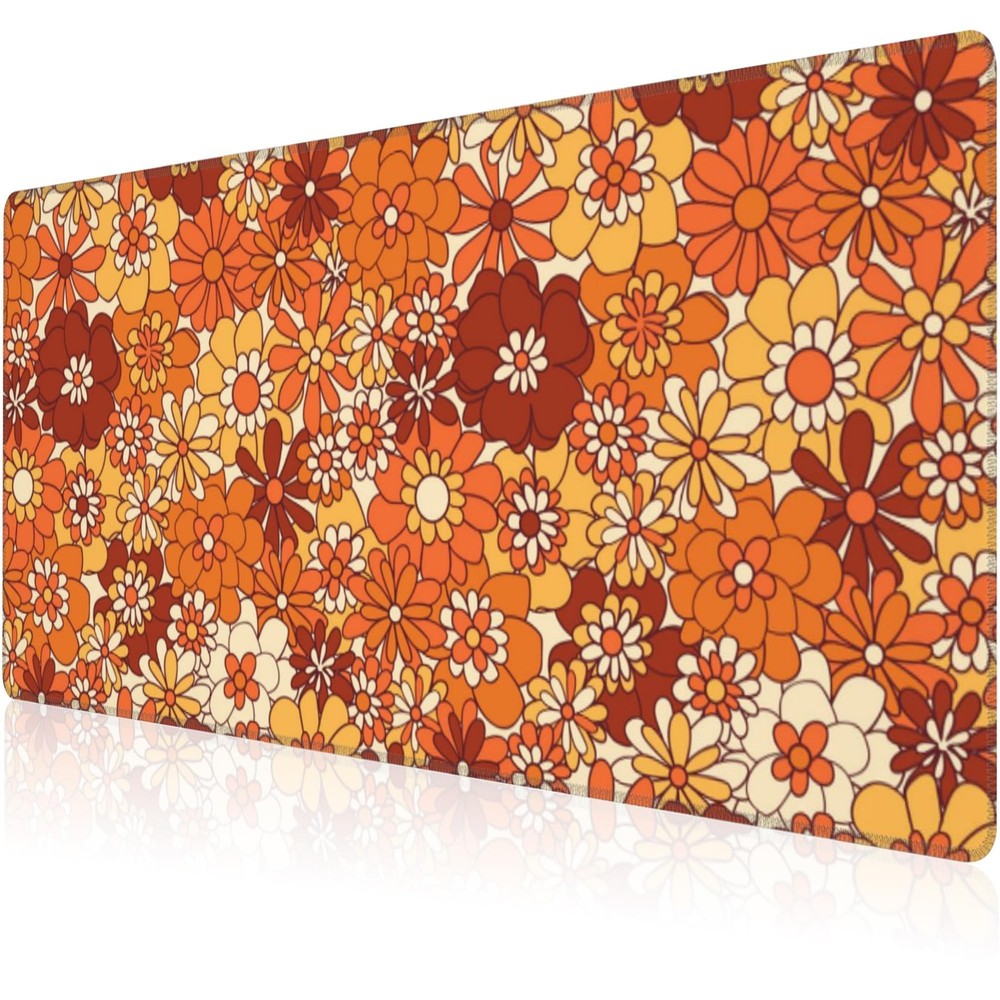 Mouse Pad, Large Retro Boho Hippie Flower Desk Mat, Extended Non-Slip Gaming ...