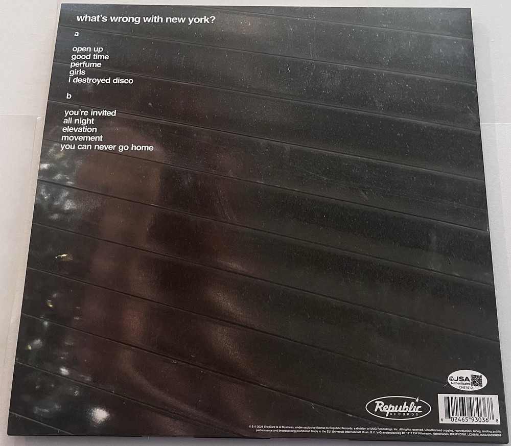 THE DARE SIGNED WHAT'S WRONG WITH NEW YORK? LP VINYL RECORD ALBUM JSA COA