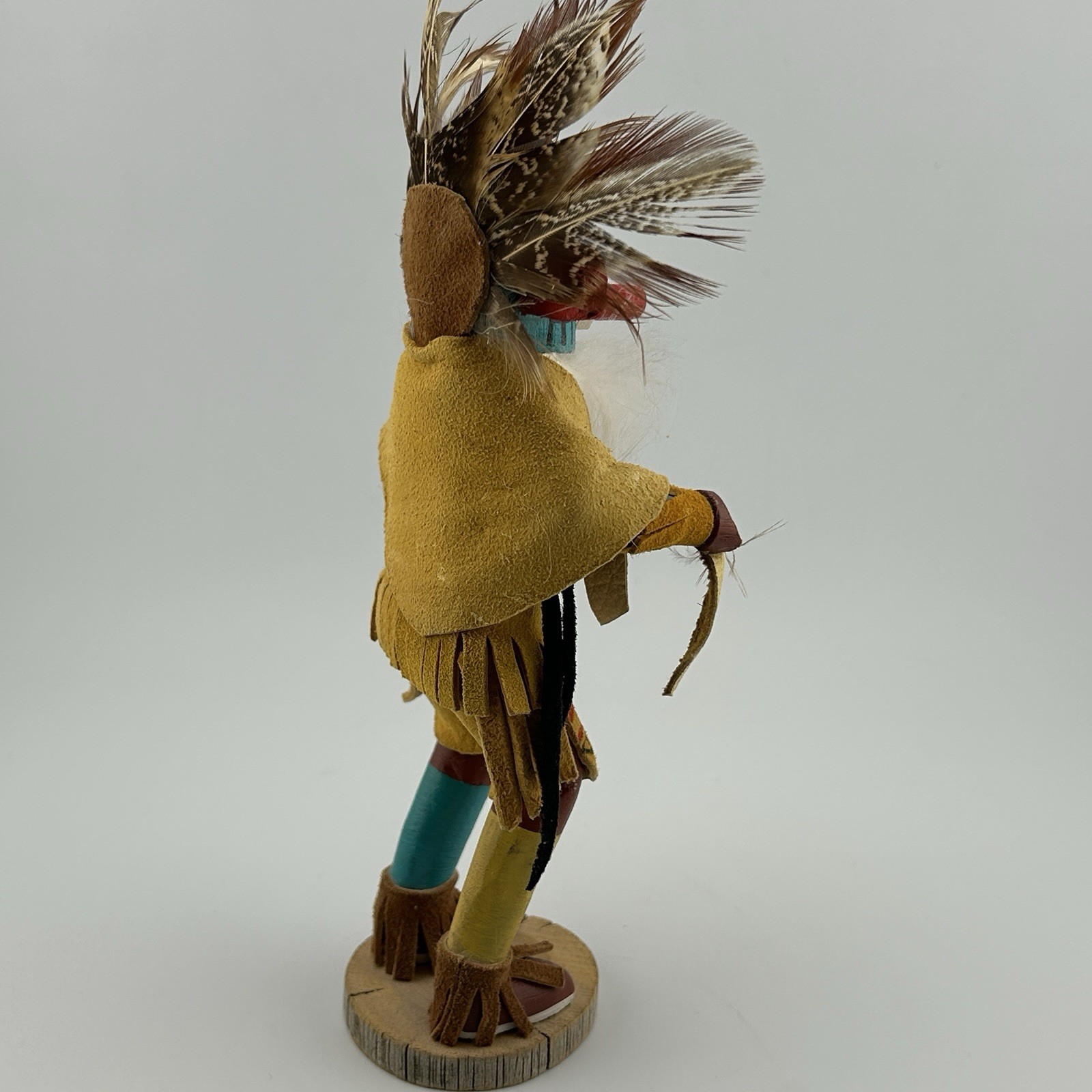 Navajo Morning Singer Kachina Doll Carved Suede Signed Deo Talavai 1980s Vintage