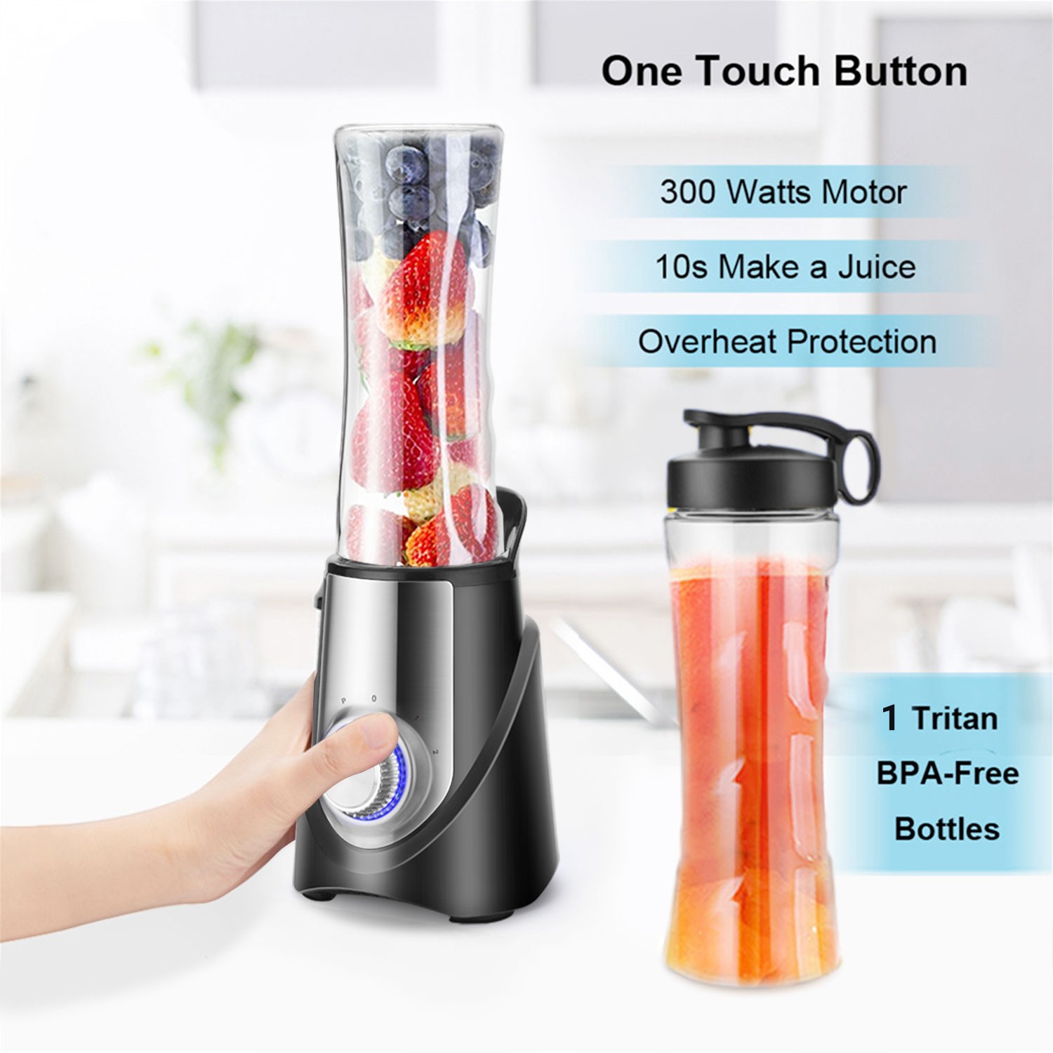 Personal Blender Stainless Steel Juicer Cup Crusher Smoothie Maker Universal US