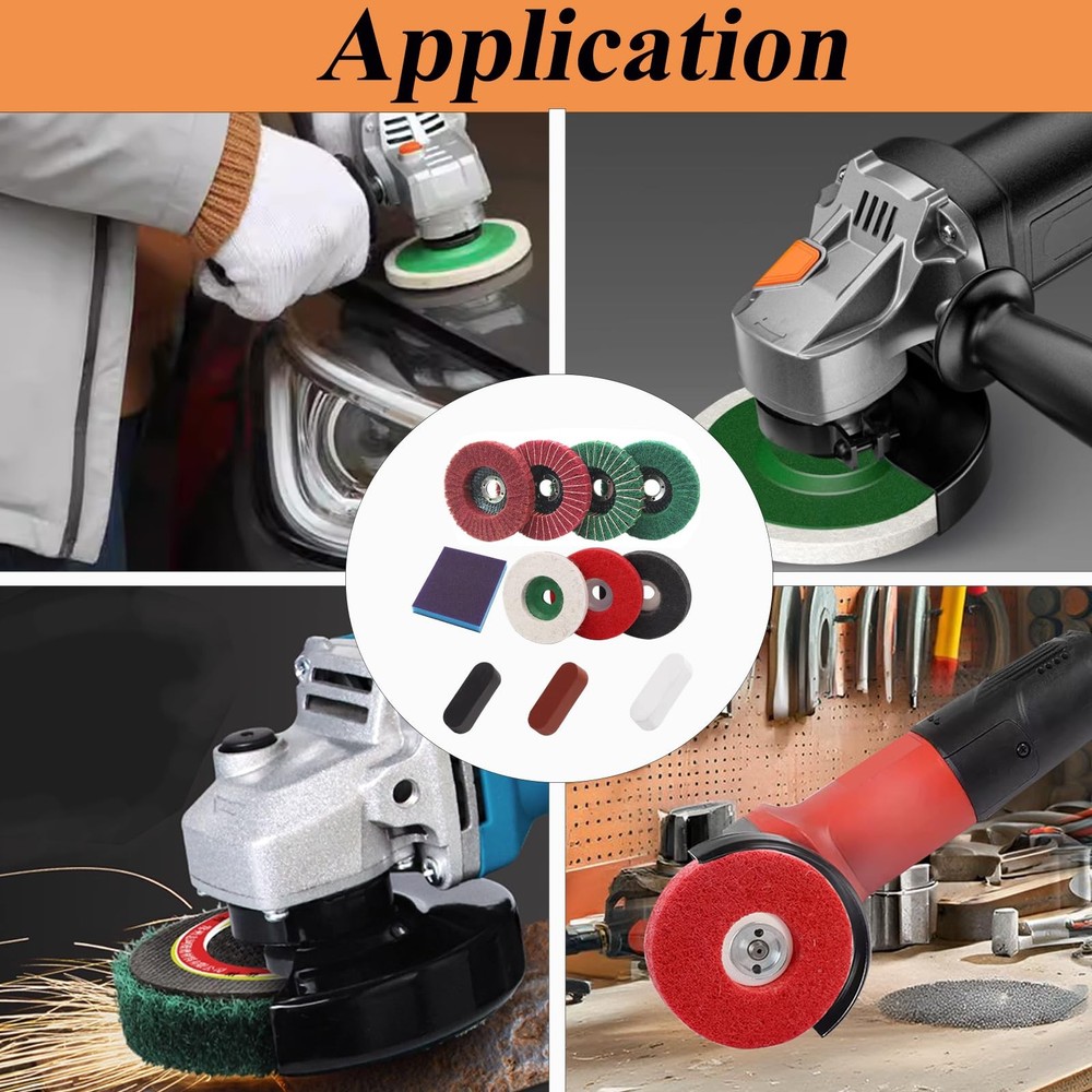 18Pcs 4 Inch Buffering Wheels Polishing Kit with Compound for Angle Grinder,I...