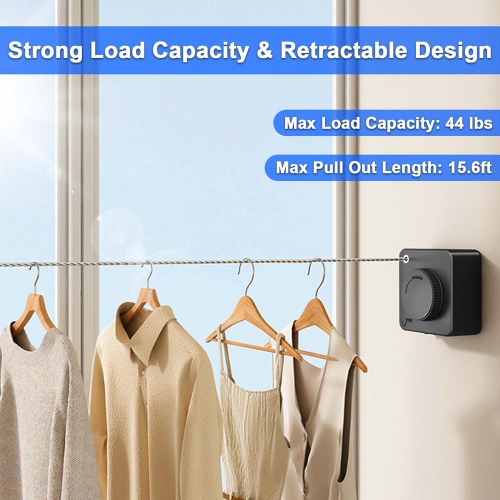 Compact Mini Retractable Clothesline,Heavy Objects-15.1FT
