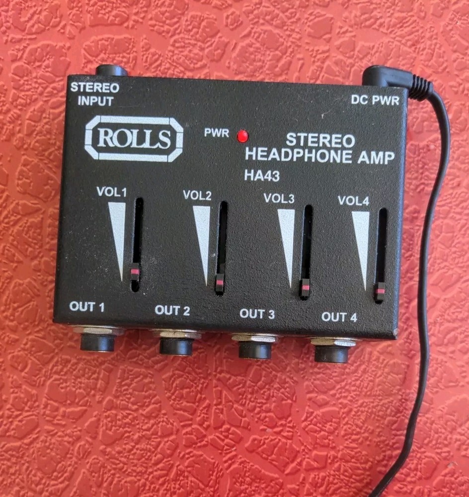 Rolls HA43 Stereo Headphone Amp Amplifier 4 Channel With Adapter