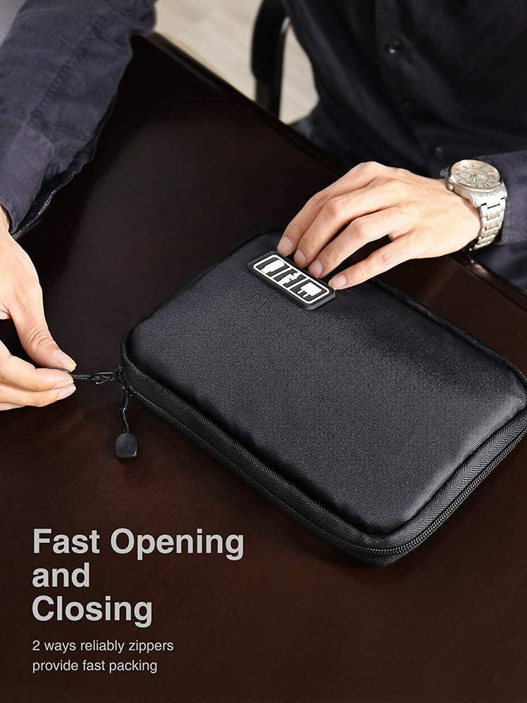 Universal Protective Travel Case for Small Electronics cable Accessories - Black