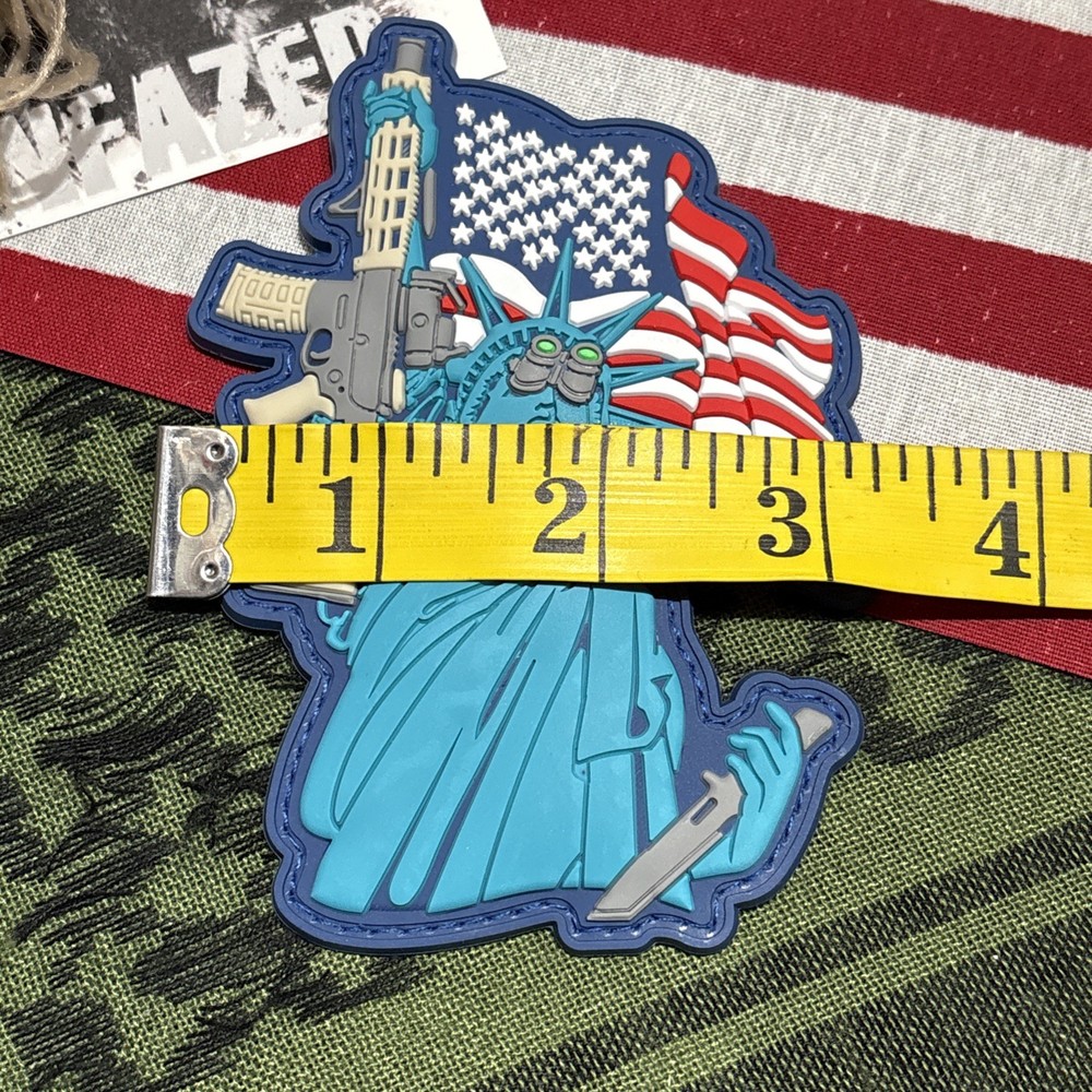 PvC Lady Liberty Hook And Loop Patch High Quality 3d HUGE 3.25x4.5”!