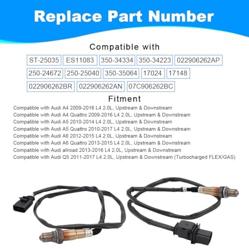 2PCS Oxygen O2 Sensor Upstream Downstream Replacement for 2009-2016 Audi A4,