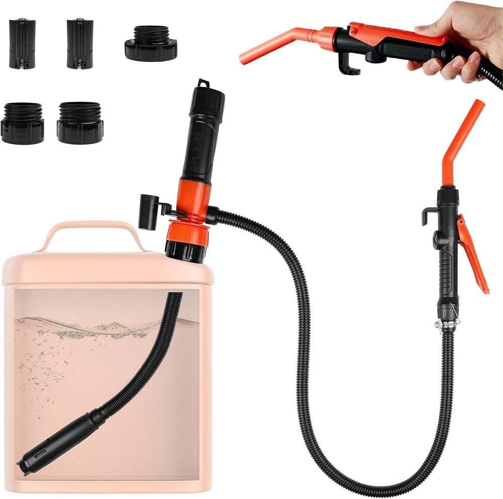 Portable Battery Powered Fuel Transfer Pump with 3 Adapters – Multi-Use