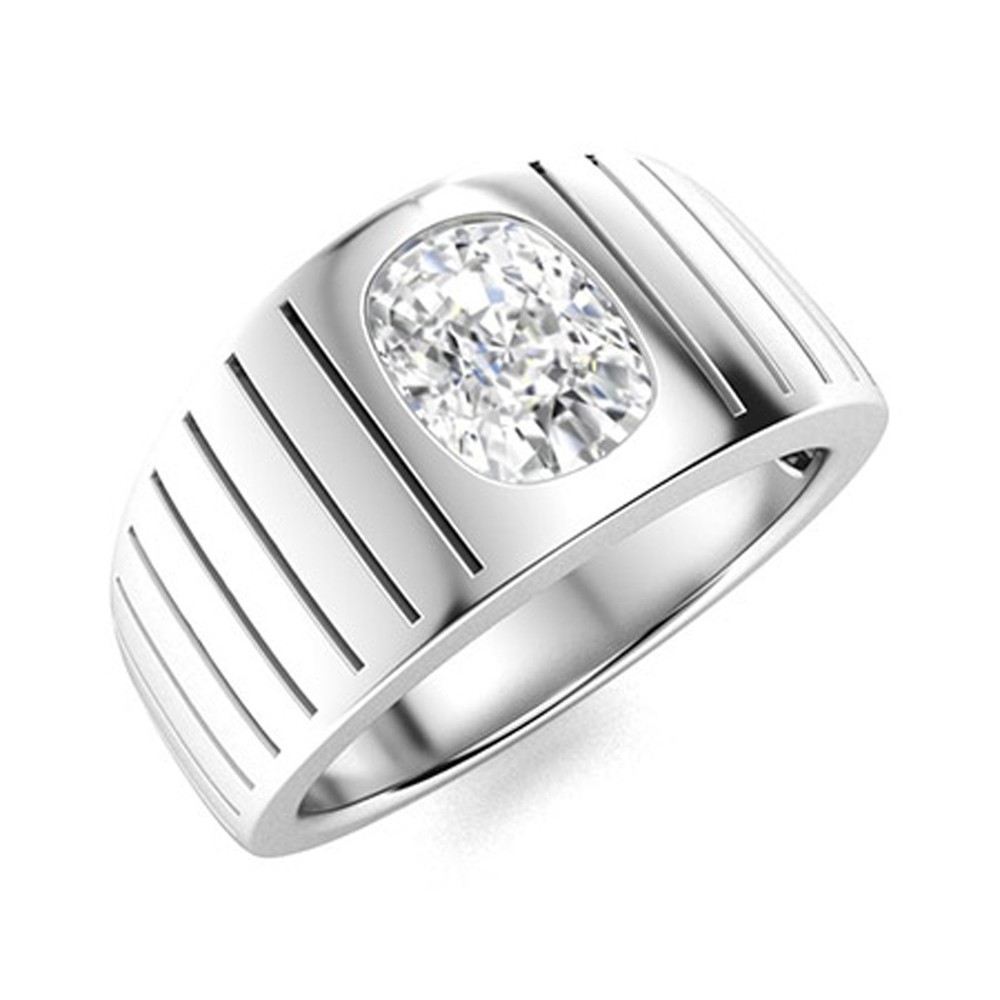 Men's Ring Solid 925 Sterling Silver GRA Certified Moissanite Solitaire Ring
