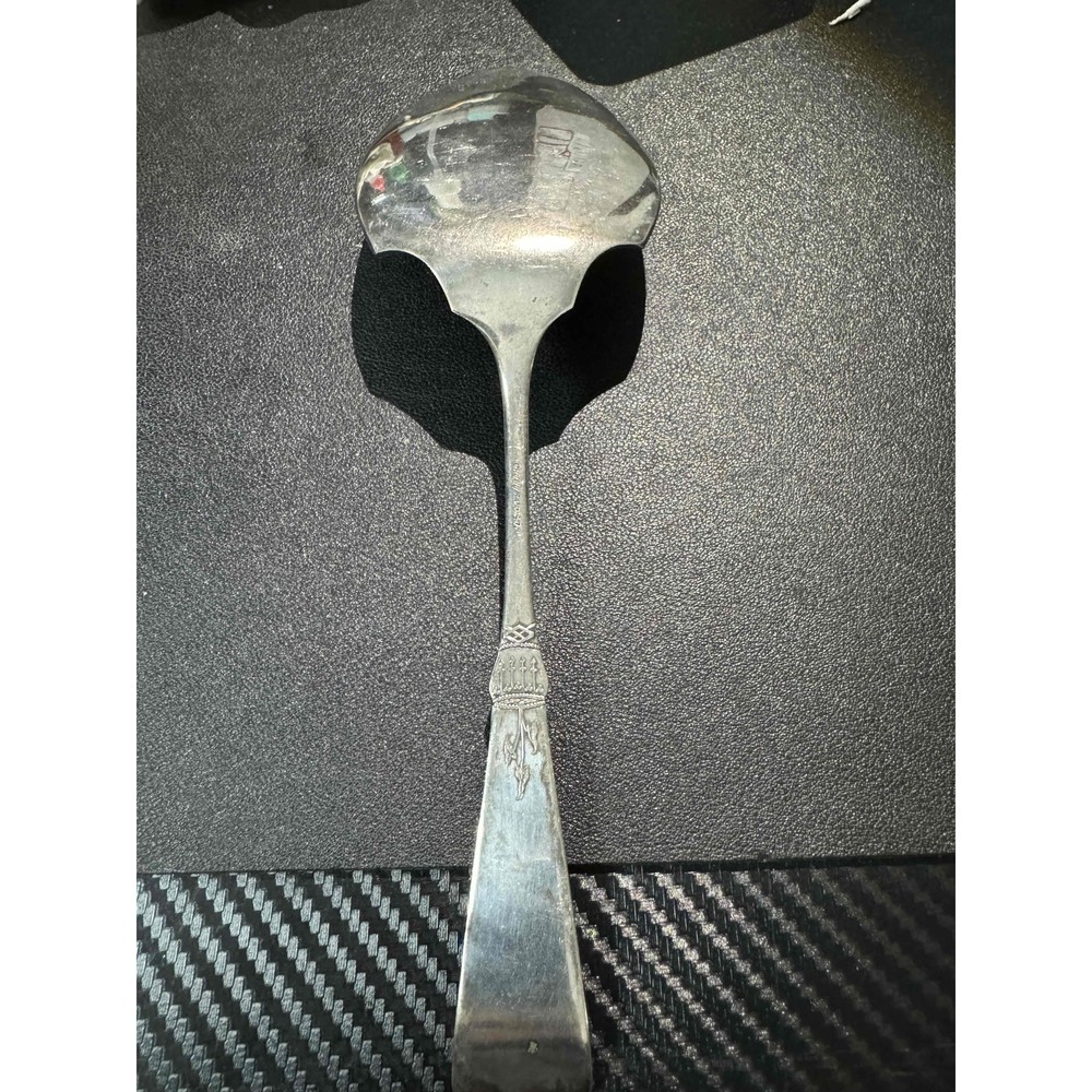 Crown PCo A1 Silverplate Dessert Server Spoon Engraved Vintage Decorative Handle