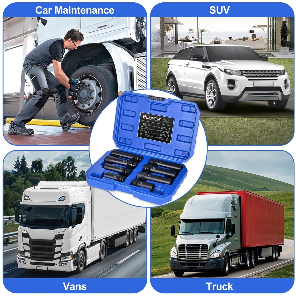 Spline Lug Nut Socket Set - 8 Pieces Locking Lug Nut Removal Tool Kit - SAE &...