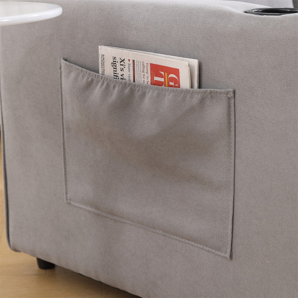 Convertible Sofa Bed Loveseat Futon Sofa Couch with Pull-Out Bed Light Gray US