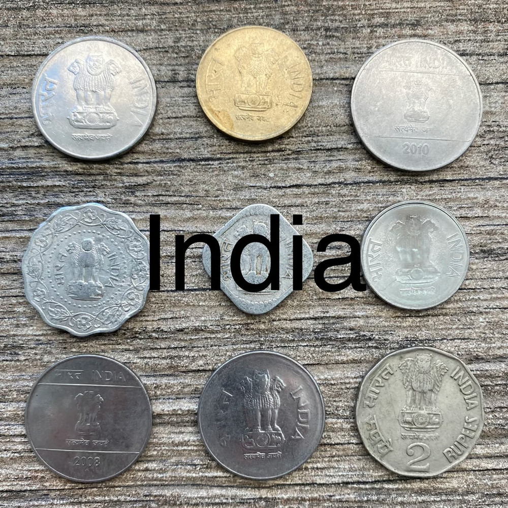 India Coin Lot - 9 Circulated Coins