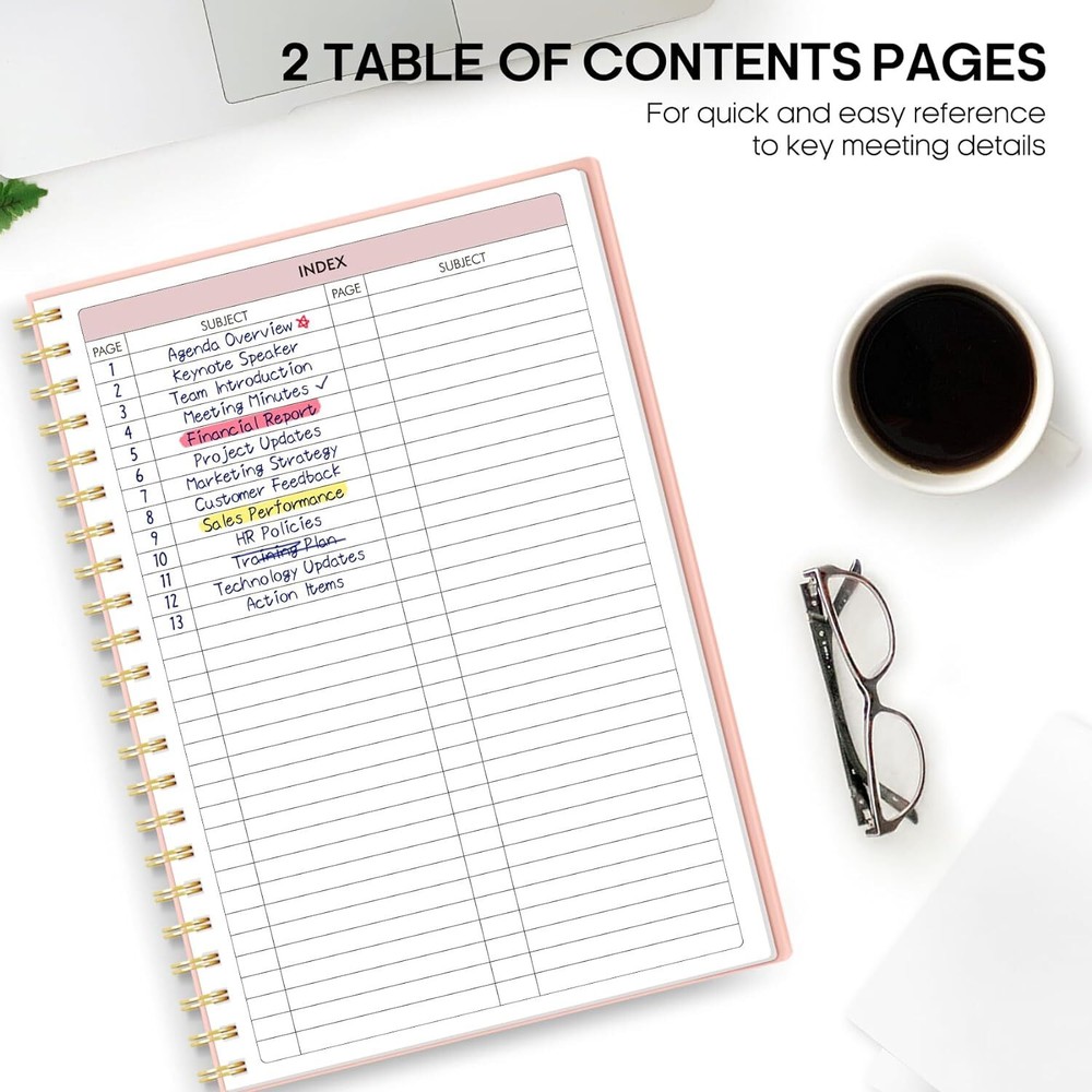 Meeting Notebook For Work Organization - Planner With c. Pink