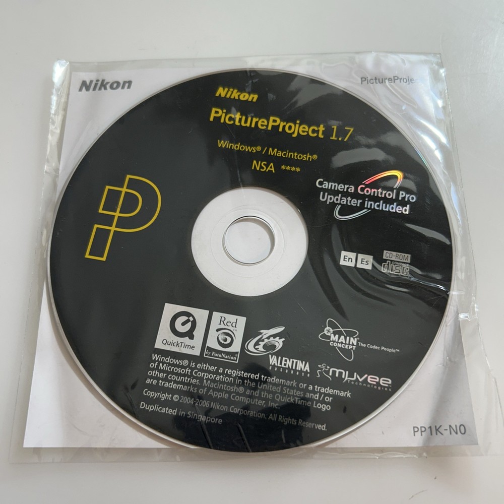 Nikon Picture Project 1.7 Windows & Mac CD-Rom & Reference Manual 2 Discs h2993s