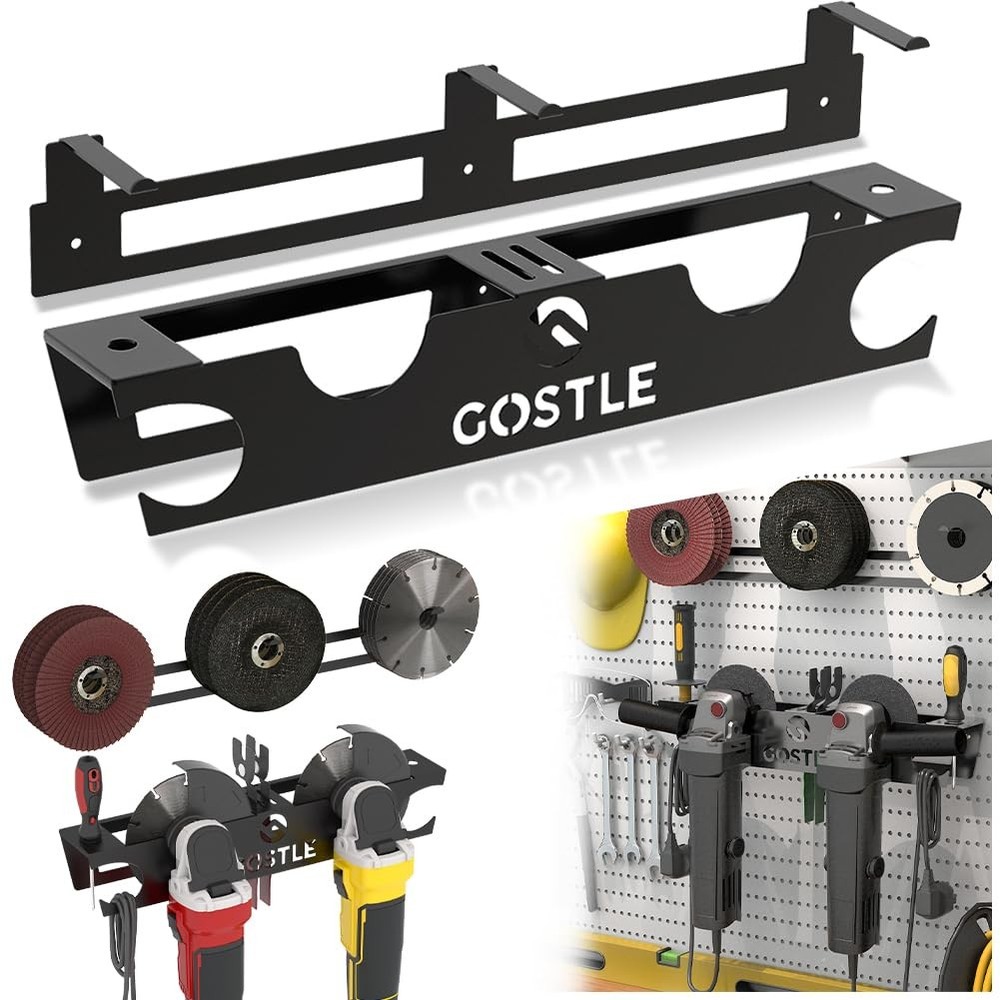 2 Bay Angle Grinder Holder with Discs Hook Rack, Grinders Power Tools Holder ...