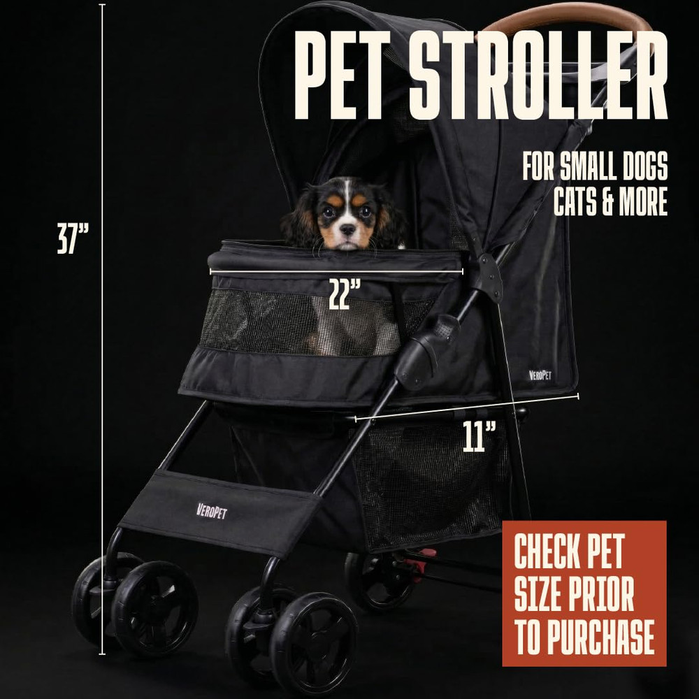 Pet Stroller for Small Dogs & Cats, Foldable Pet Stroller with Breathable Mesh,
