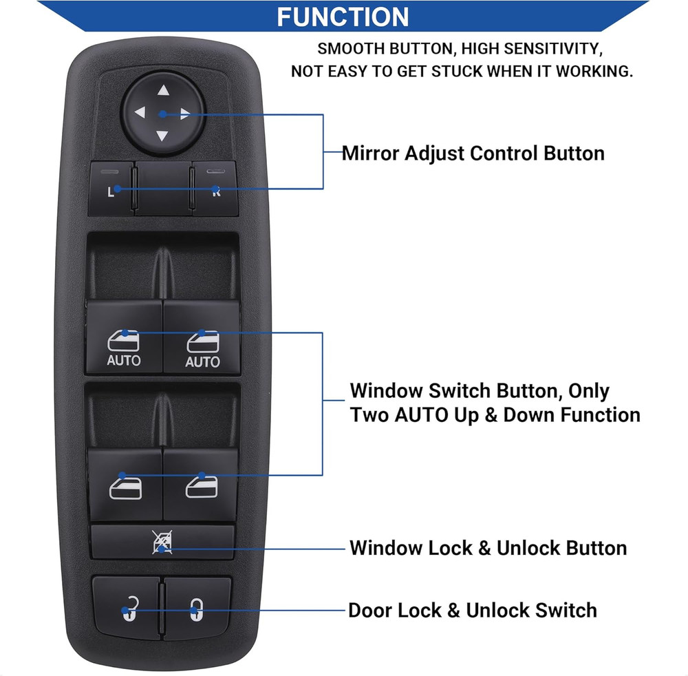 Power Window Switch Button Front Left Driver Side Compatible with Dodge Grand Ca