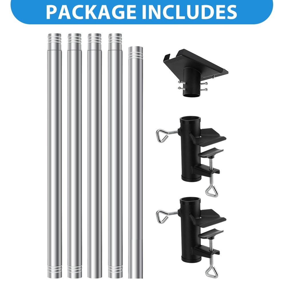 RV Ladder Pole Mount Kit,10ft Adjustable Stainless Steels Bracket with Hardware
