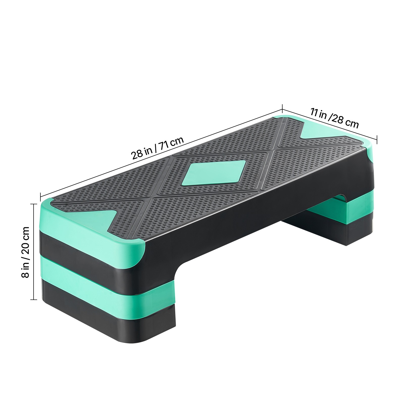 Aerobic Exercise Step Platform Height Adjustable Workout Stepper 4 Riser Green