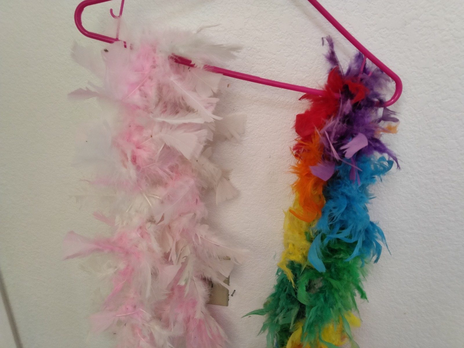 Pair of Genuine Feather Boas (One rainbow and one Pink)