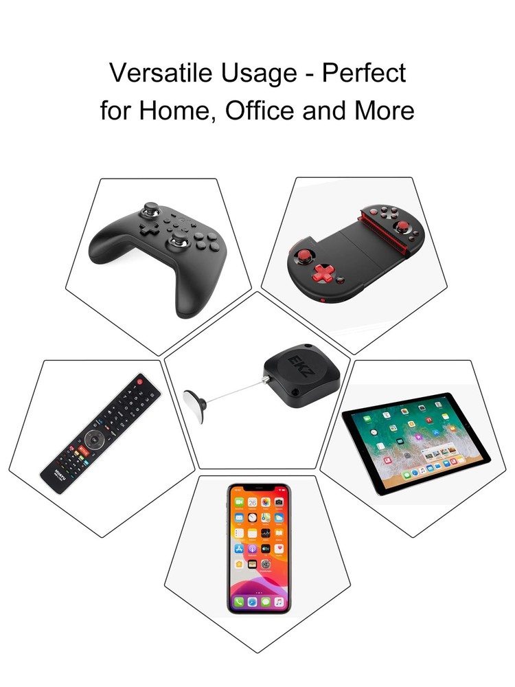 Retractable Remote Control Tether Lock: 7.5 ft Upgraded Pulling 2 Pcs, Black