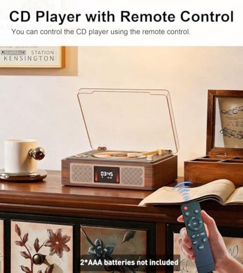 Retro CD Player with 3.5 mm Stereo Amplifier, Desktop CD Player Bluetooth for