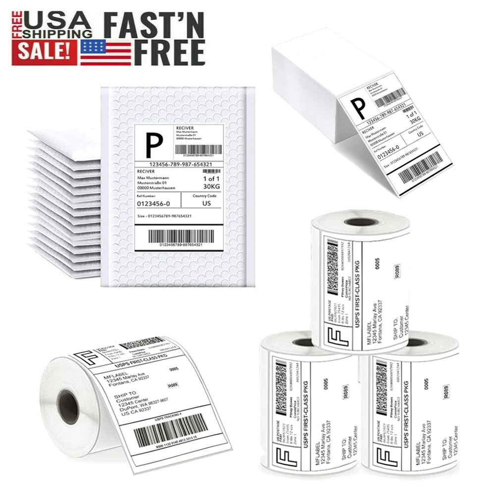 Fanfold & Roll 4"x6" Direct Thermal Shipping Labels For Zebra Eltron and Rollo