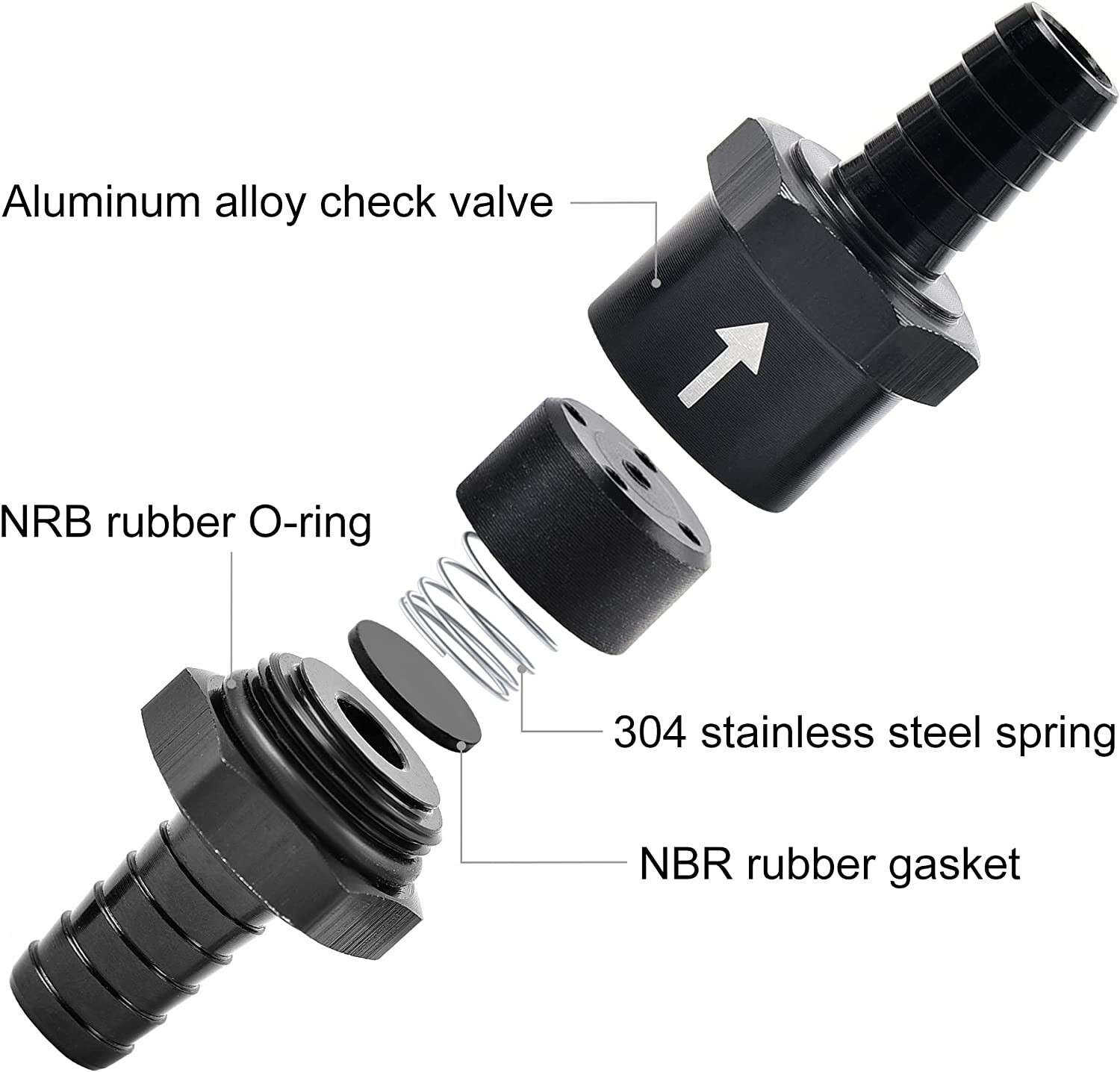 3/8" Fuel Check Valve One Way Inline Non Return Diesel Gasoline Black 10mm 2Pcs