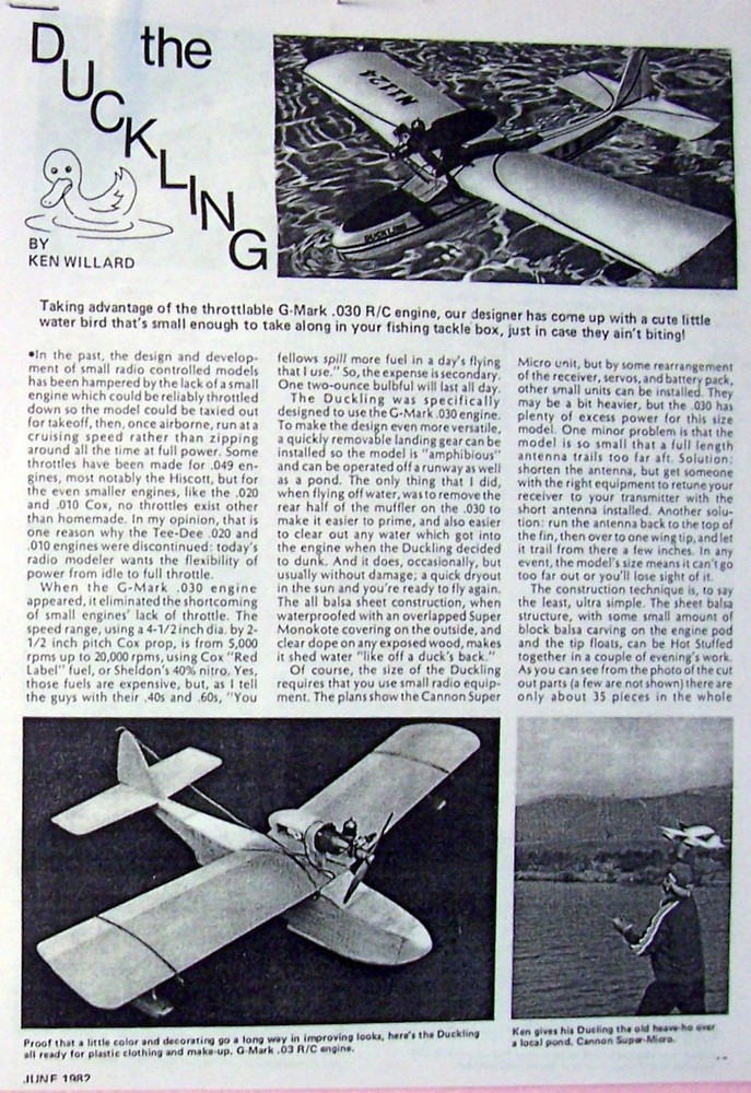 DRAKE PLAN + RC CONSTRUCTION ARTICLE for 35" Span 1/2A Amphibian Model Airplane