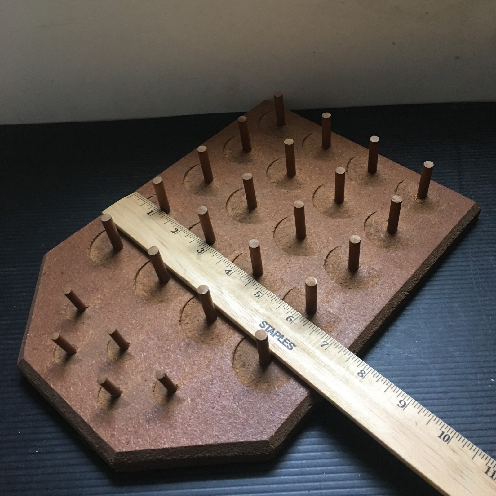 Vintage 1970s Wooden Thread Spool Rack Sewing Thread Organizer 11.5"L