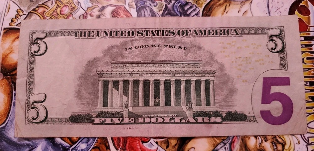 $5 Error Note Overprint Shift Fancy Serial Number