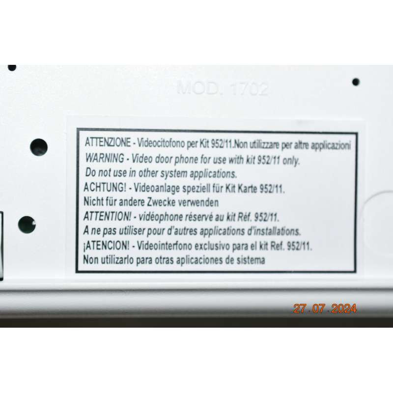 URMET ATLANTIC VIDEO INTERCOM Mod.1702 for KIT 952/21