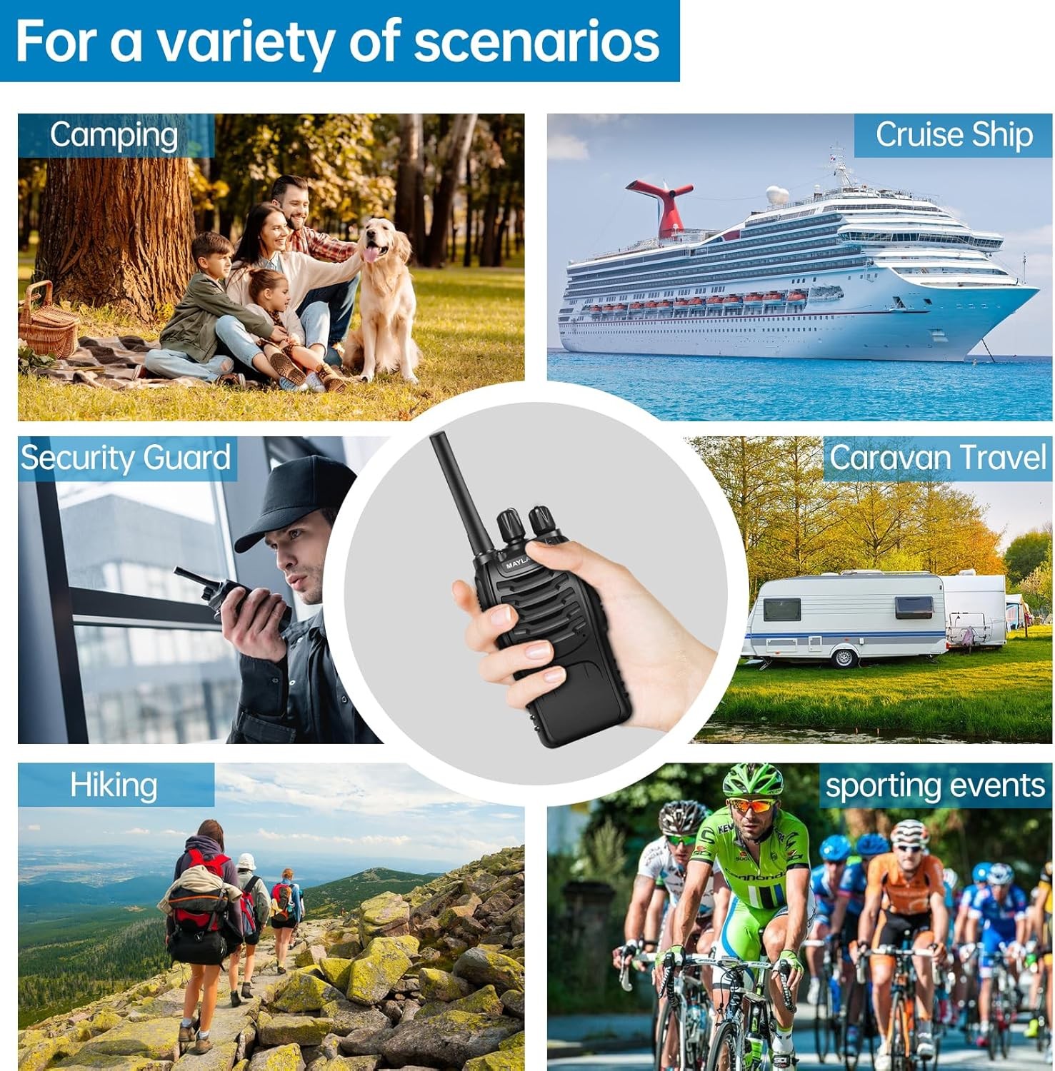 2 PACK Long Range Walkie Talkie 100 Mile Two Way Radio Charge Headset Waterproof