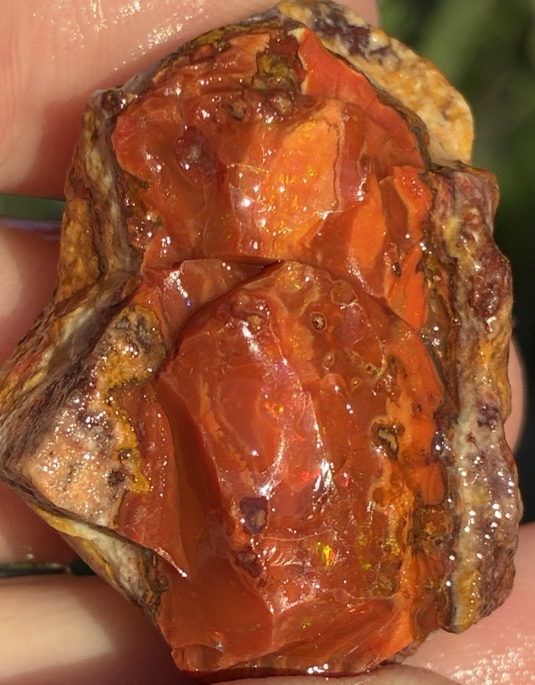 91ct Large Mexican Fire Opal Rough Matrix Specimen Lapidary Loose Gemstone