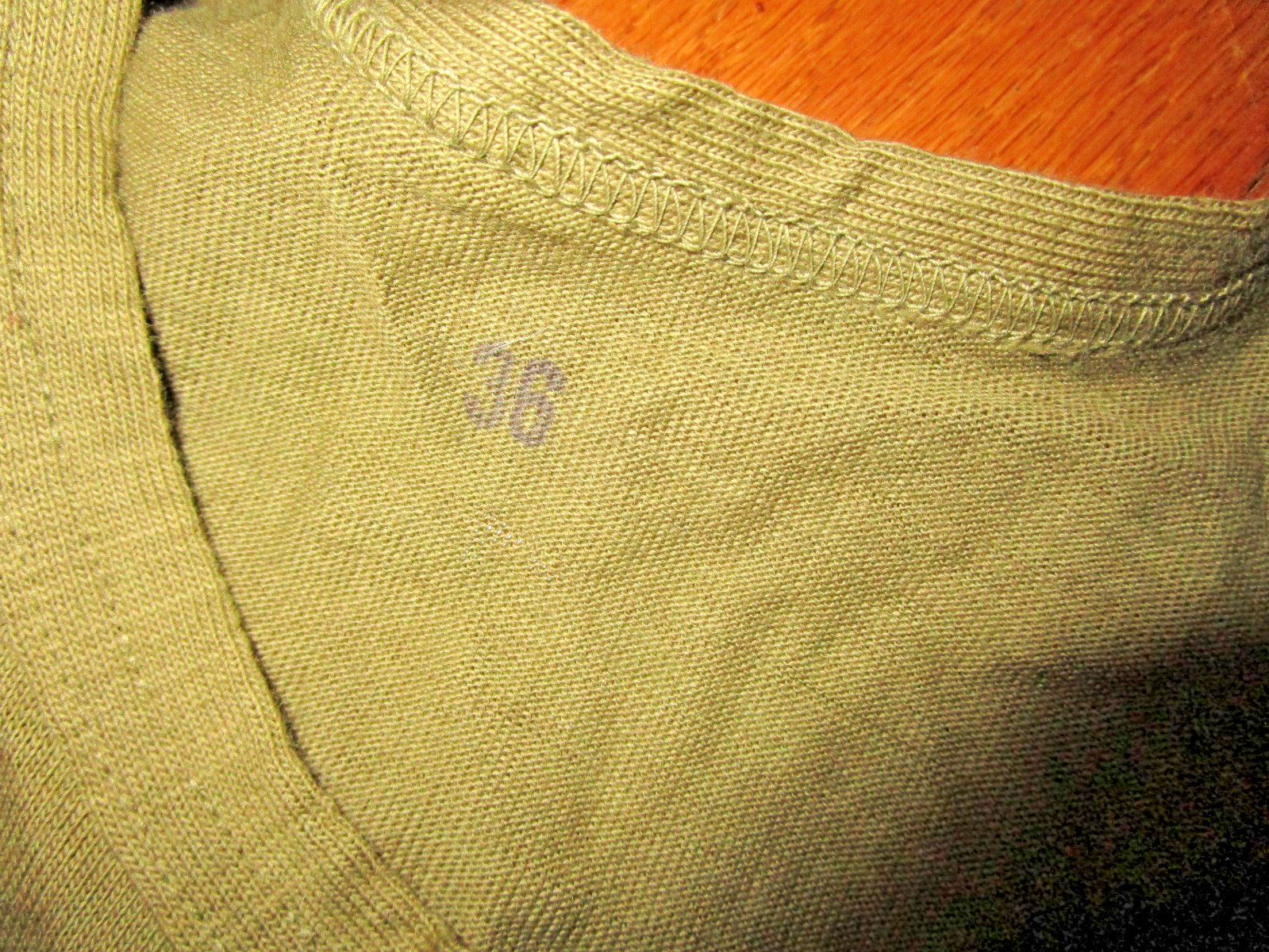 Vintage WW2 OD Tank Top SIZE 36 Western Und Co 1945 PHILA DEPOT Military ARMY