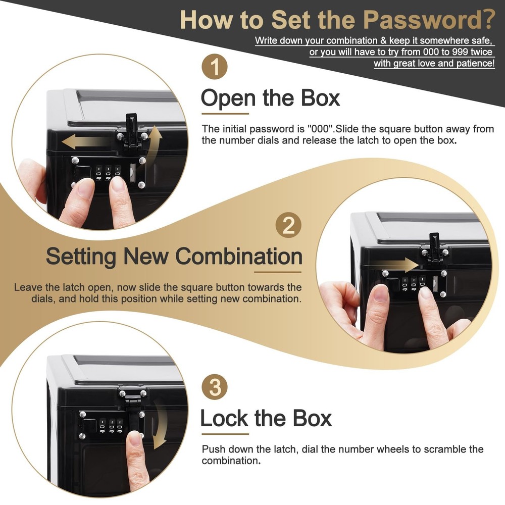 Large Lock Box for Personal Items, 24 Litre Combination Lockable Storage Box