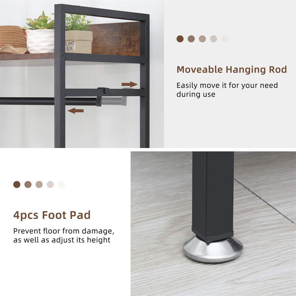 Sturdy Clothes Rack Freestanding Garment Storage Shelf Adjustable Kitchen Shelf