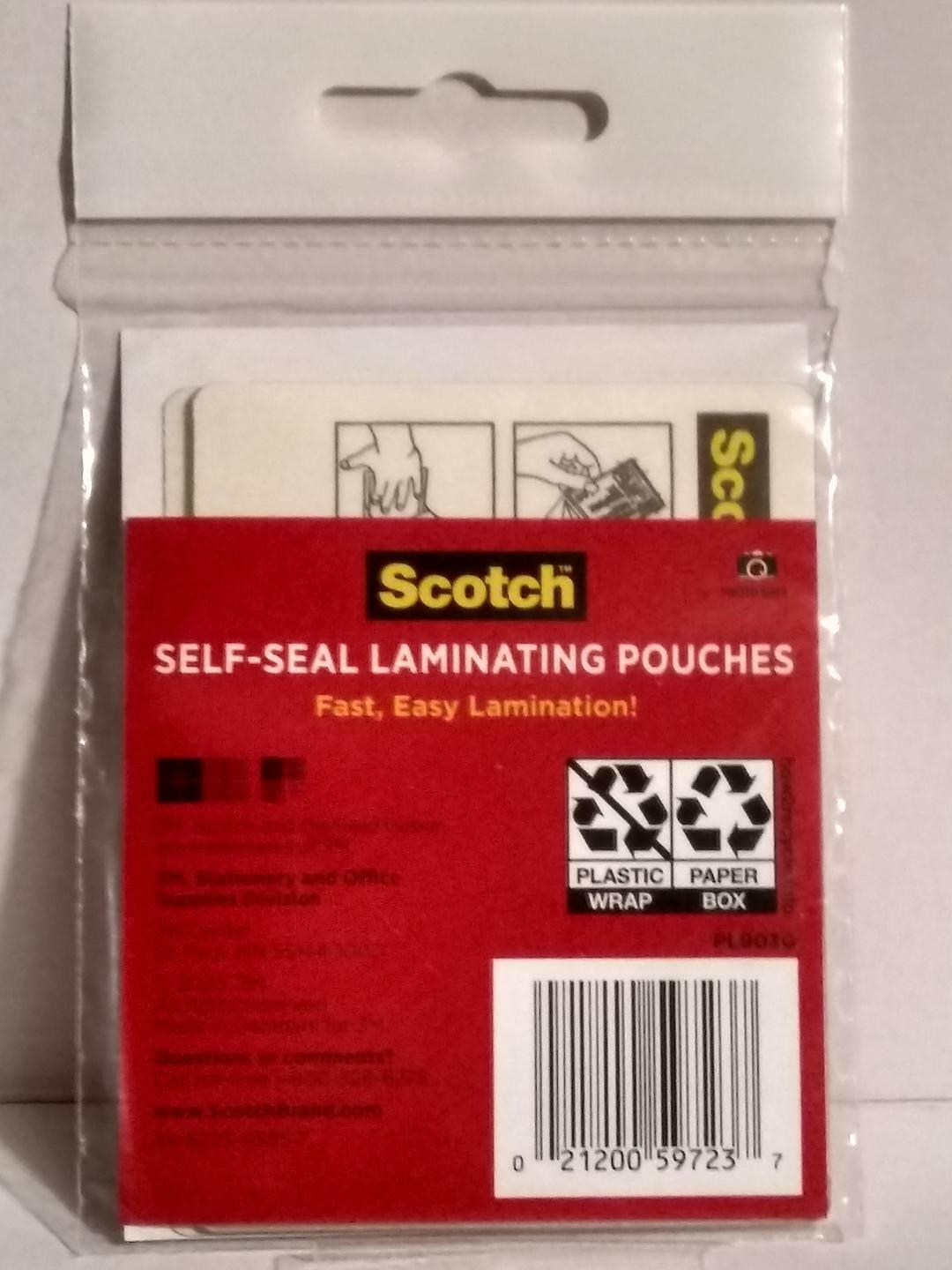 Scotch Self-Sealing Laminating Pouches - Wallet Size 2.5" x 3.5" - 5 Pack