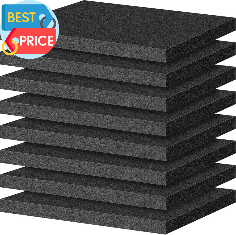 Polyurethane Foam Sheets, 8P 16 X 12 X 1 Inch Cuttable Tool Box Case Foam Insert